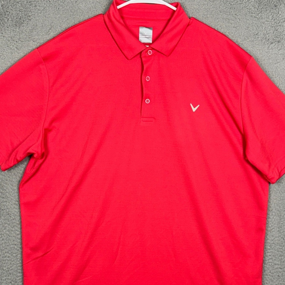 Callaway Golf Polo Shirt Mens 2XL Opti-Dri Bright Red Performance Rugby Athletic